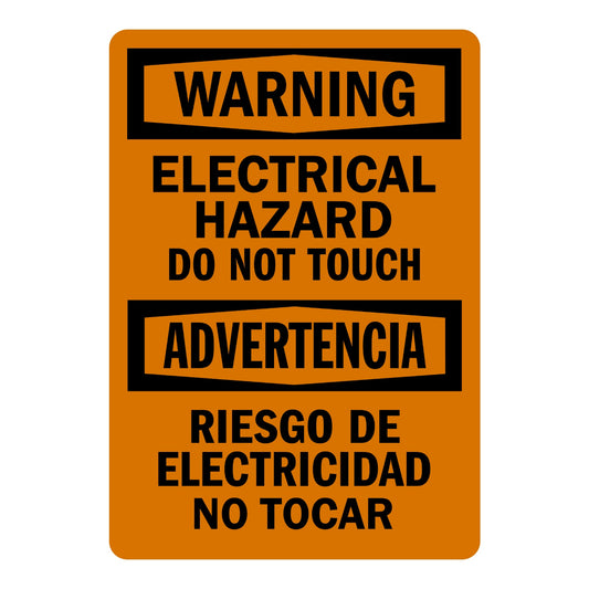 Bilingual OSHA Warning: Electrical Hazard - Do Not Touch, Riesgo De Electricidad No Tocar