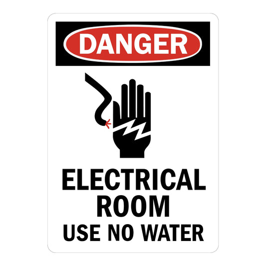 OSHA Danger: Electrical Room - Use No Water (With Graphic)
