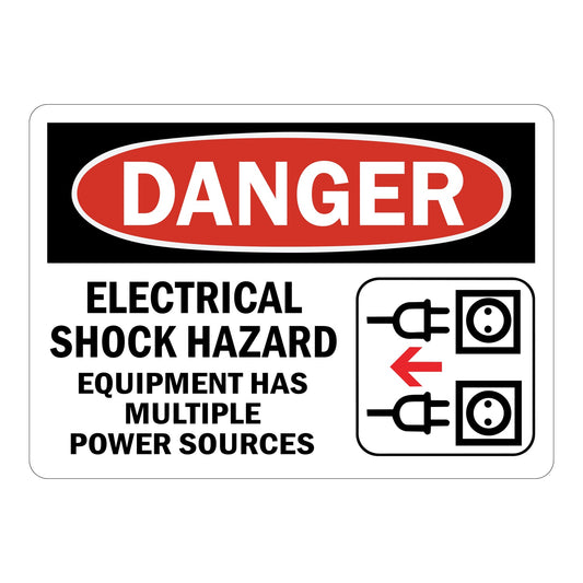 Spanish OSHA Danger Electrical Shock Hazard - Equipment Has Multiple Power Sources