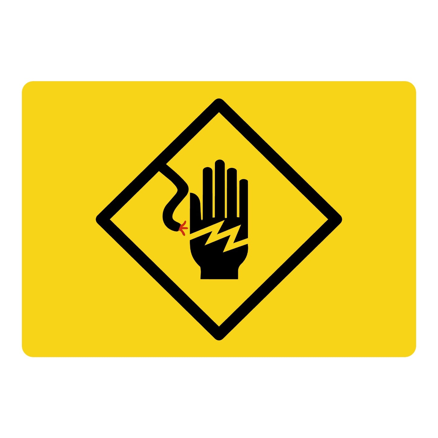 Warning: Electrical Hand Shock Symbol sign stickers featuring bold black diamond outline on yellow background with shock hazard hand icon clearly shown