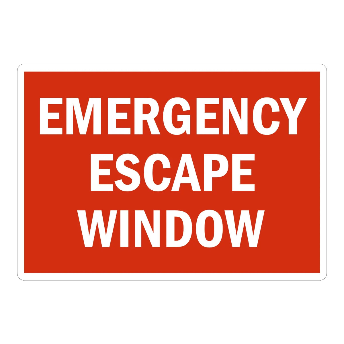 Warning: Emergency Escape Window Sign Stickers with bold white text on solid red background for marking window-based emergency exits.