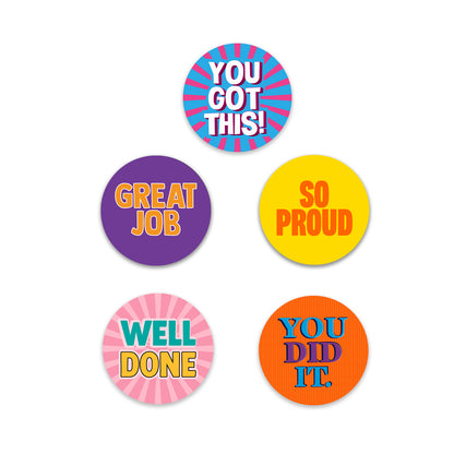 Set of colorful Encouraging Sticker – Bold Motivation Design stickers with text on a white background