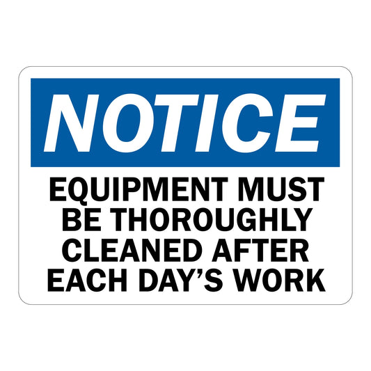 OSHA Notice: Equipment Must Be Thoroughly Cleaned After Each Day's Work