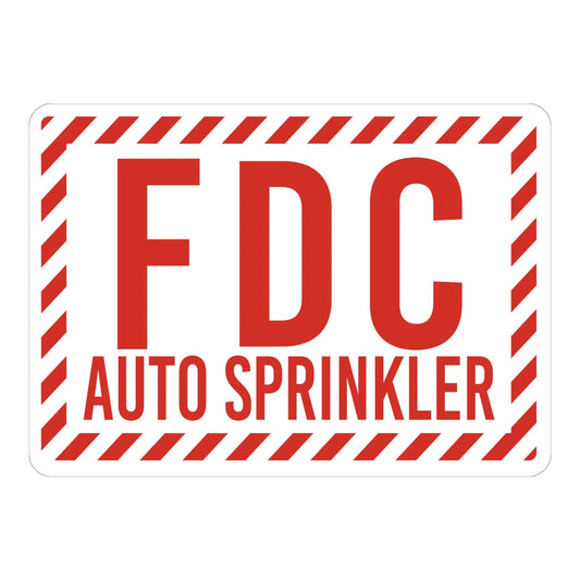 Warning: FDC - Auto Sprinkler (With Striped Border)