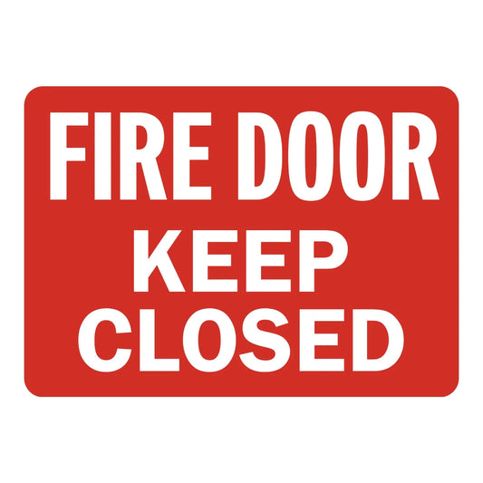Warning: Fire Door Keep Closed (White Text On Red)