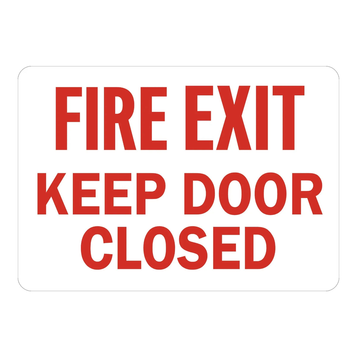 Fire Exit Keep Door Closed (Red Text On White)