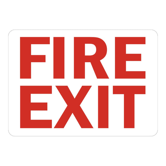 Fire Exit (Red Text on White)