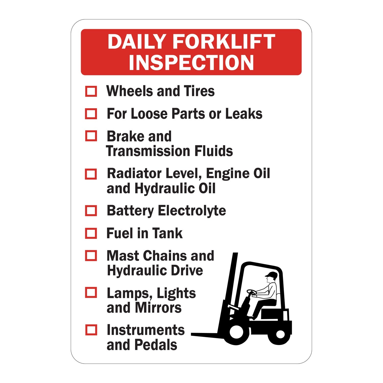 Forklift Inspection Sign Daily Forklift Inspection Stickers