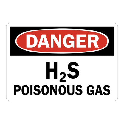 Clearly warn workers about H2S poisonous gas for storage rooms, handling areas, and facility work zones. Durable vinyl construction for indoor and outdoor workplace use.