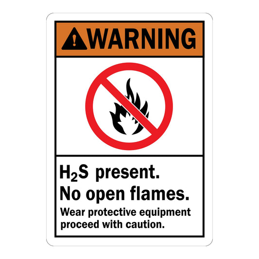 ANSI Warning: H2S Present - No Open Flames, Wear Protective Equipment, Proceed with Caution