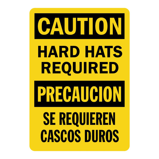 Bilingual OSHA Caution: Hard Hats Required