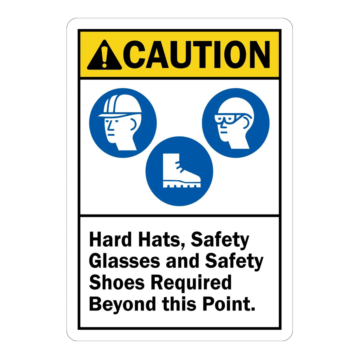 ANSI Caution: Hard Hats, Safety Glasses and Safety Shoes Required Beyond This Point (With Graphic)