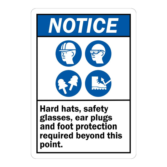 ANSI Notice: Hard Hats, Safety Glasses, Ear Plugs and Foot Protection Required Beyond This Point