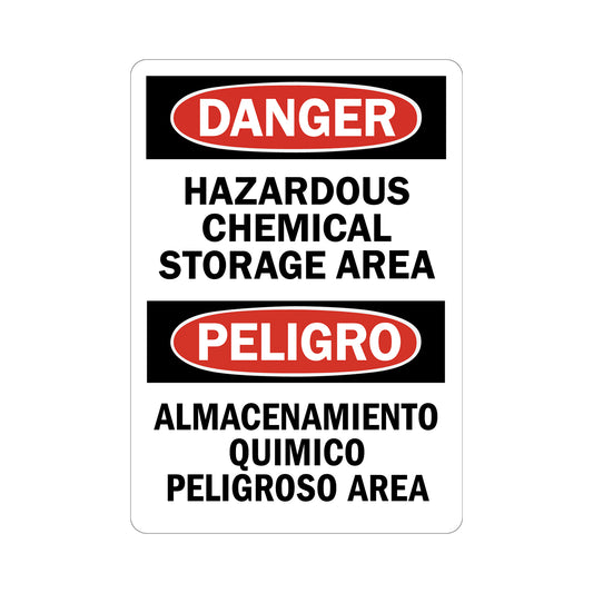 Bilingual OSHA Danger: Hazardous Chemical Storage Area / Almacenamiento Quimico Peligroso Area