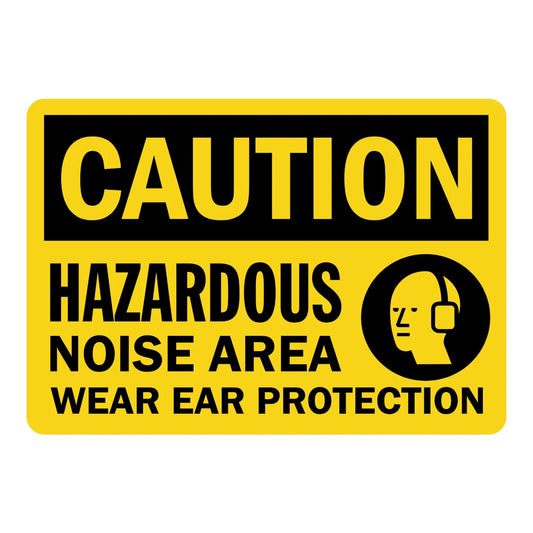 OSHA Caution: Hazardous Noise Area - Wear Ear Protection (With Graphic)