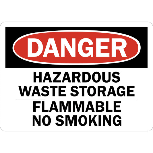 OSHA Danger: Hazardous Waste Storage - Flammable no Smoking