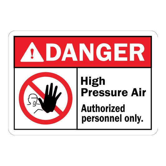 ANSI Danger: High Pressure Air, Authorized Personnel Only (with Hand and Man Graphic)