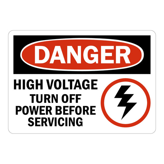 OSHA Danger High Voltage - Turn Off Power Before Servicing (With Shock Graphic)