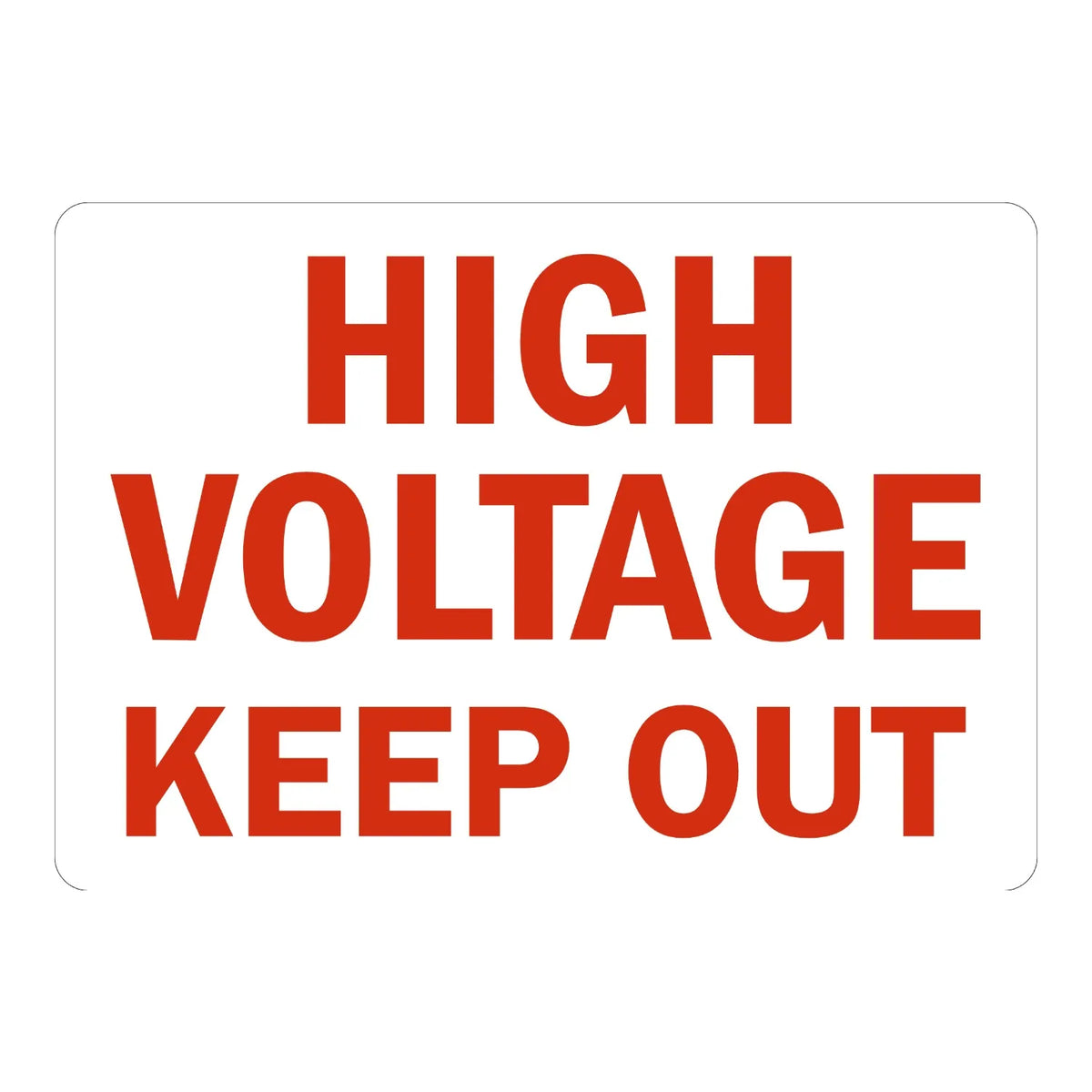 OSHA Warning: High Voltage, Keep Out Sign Sticker with white background and bold red text, alerting workers to high voltage hazards and restricting access.