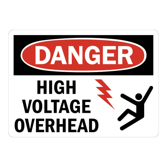 OSHA Danger: High Voltage Overhead (With Man Falling Graphic)