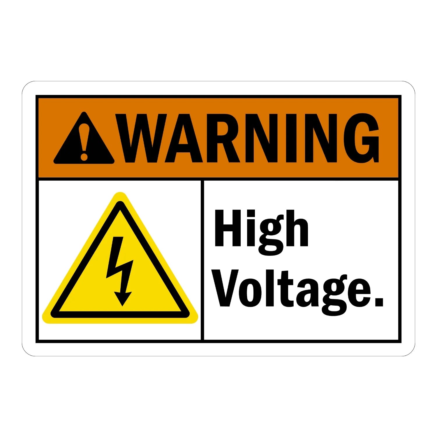 ANSI Warning: High Voltage (With Shock Graphic)