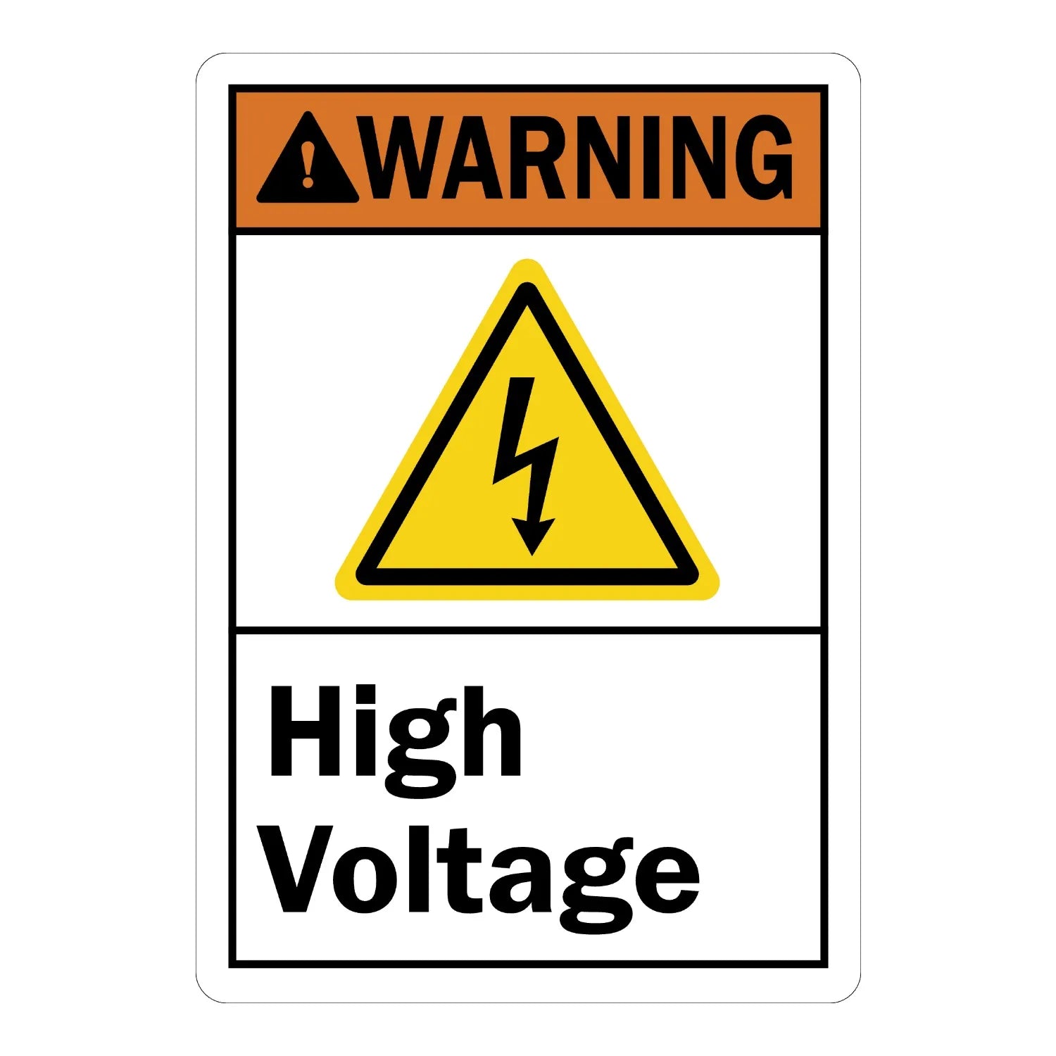 ANSI Warning: High Voltage (With Bolt Graphic)