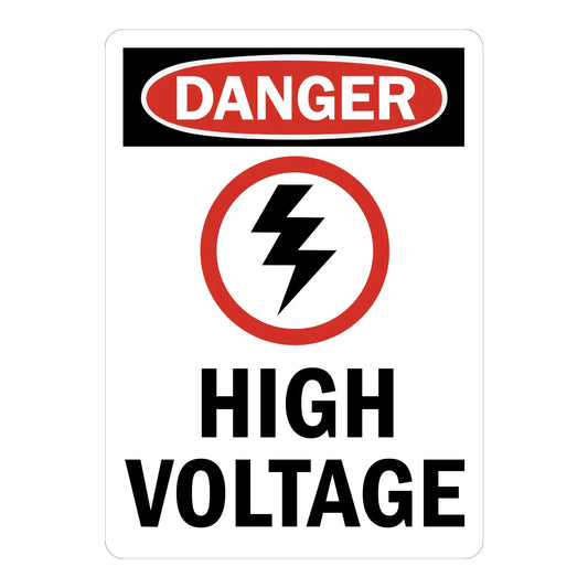 OSHA Danger: High Voltage (Vertical With Bolt Graphic)