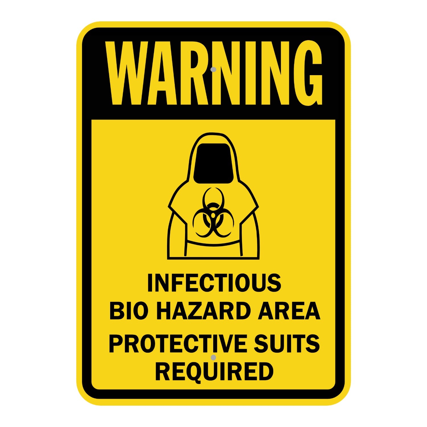 Warning: Infectious Bio Hazard Area Protective Suits Required