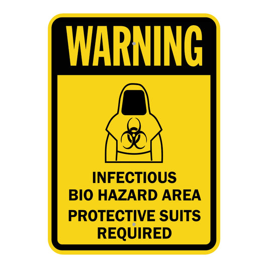 Warning: Infectious Bio Hazard Area Protective Suits Required