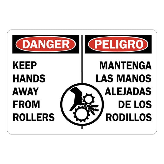 Bilingual OSHA Danger: Keep Hands Away From Rollers