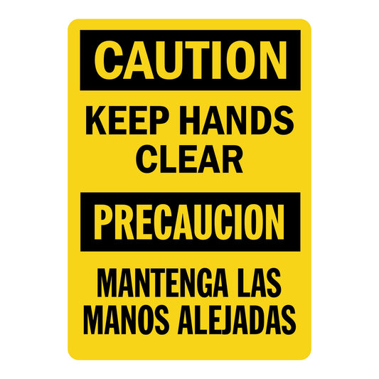 Bilingual OSHA Caution: Keep Hands Clear / Mantenga Las Manos Alejadas