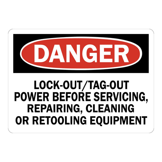 ANSI Danger: Lockout/Tag-out Power Before Servicing, Repairing, Cleaning Or Retooling Equipment