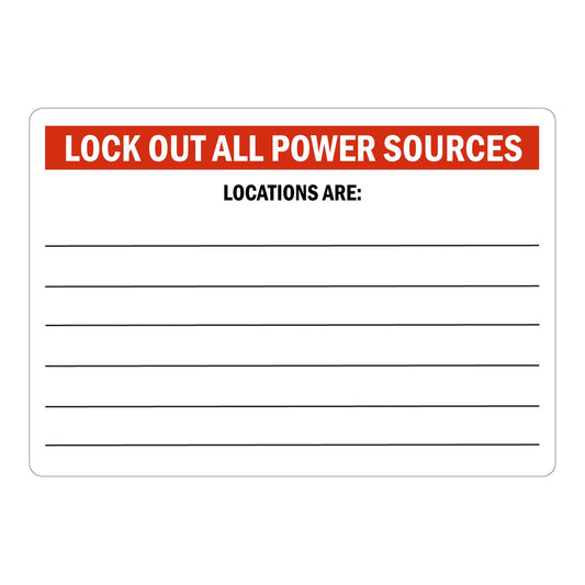 Lock Out All Power Sources Label Locations Are