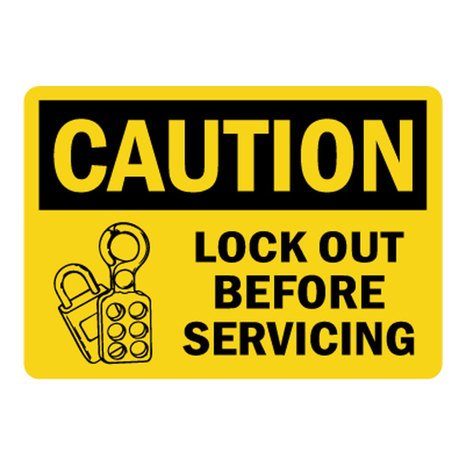 OSHA Caution: Lock Out Before Servicing With Graphic