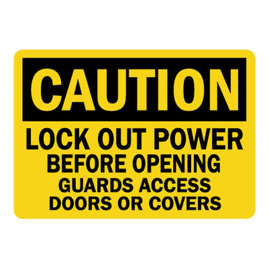 OSHA Caution: Lock Out Power Before Opening Guards Access Doors Or Covers