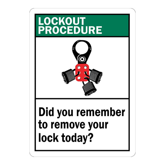 Danger: Lockout Procedure - Did You Remember To Remove Your Lock Today (with Locks & Hasp Graphic)