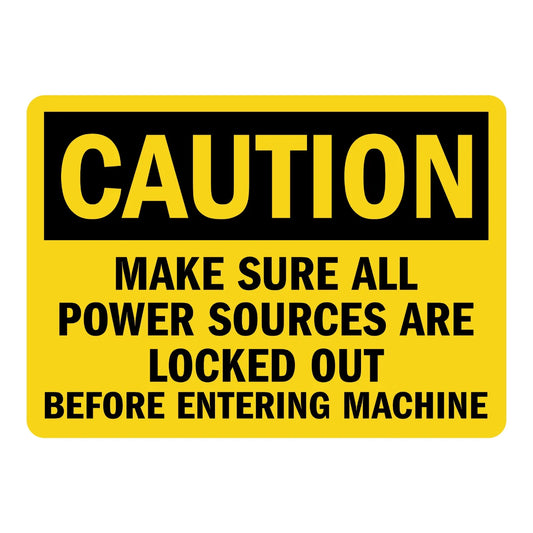 OSHA Caution: Make Sure All Power Sources Are Locked Out Before Entering Machine