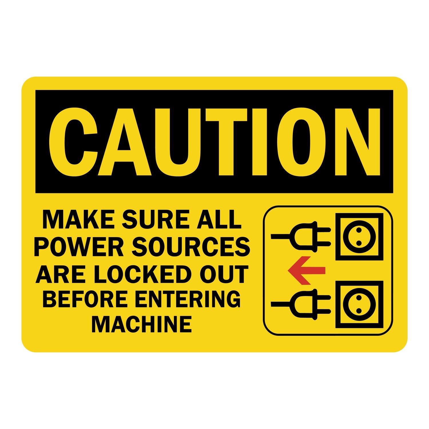 OSHA Caution: Make Sure All Power Sources Are Locked Out Before Entering Machine