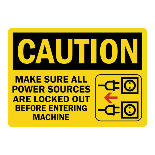 OSHA Caution: Make Sure All Power Sources Are Locked Out Before Entering Machine