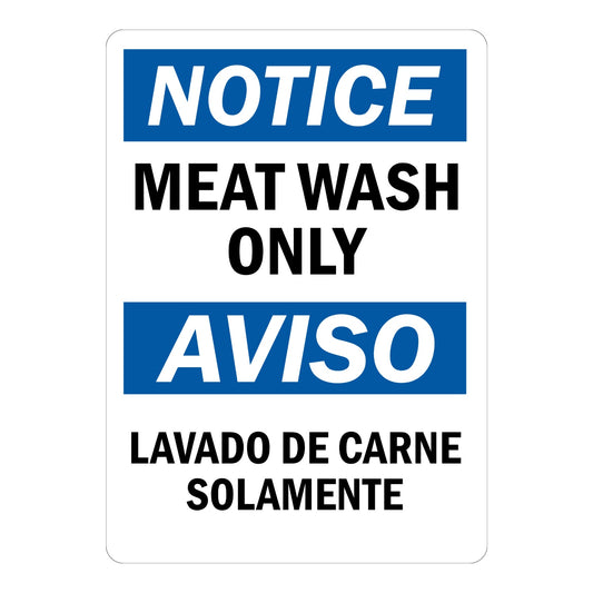 Bilingual OSHA Notice: Meat Wash Only, Lavado De Carne Solamente