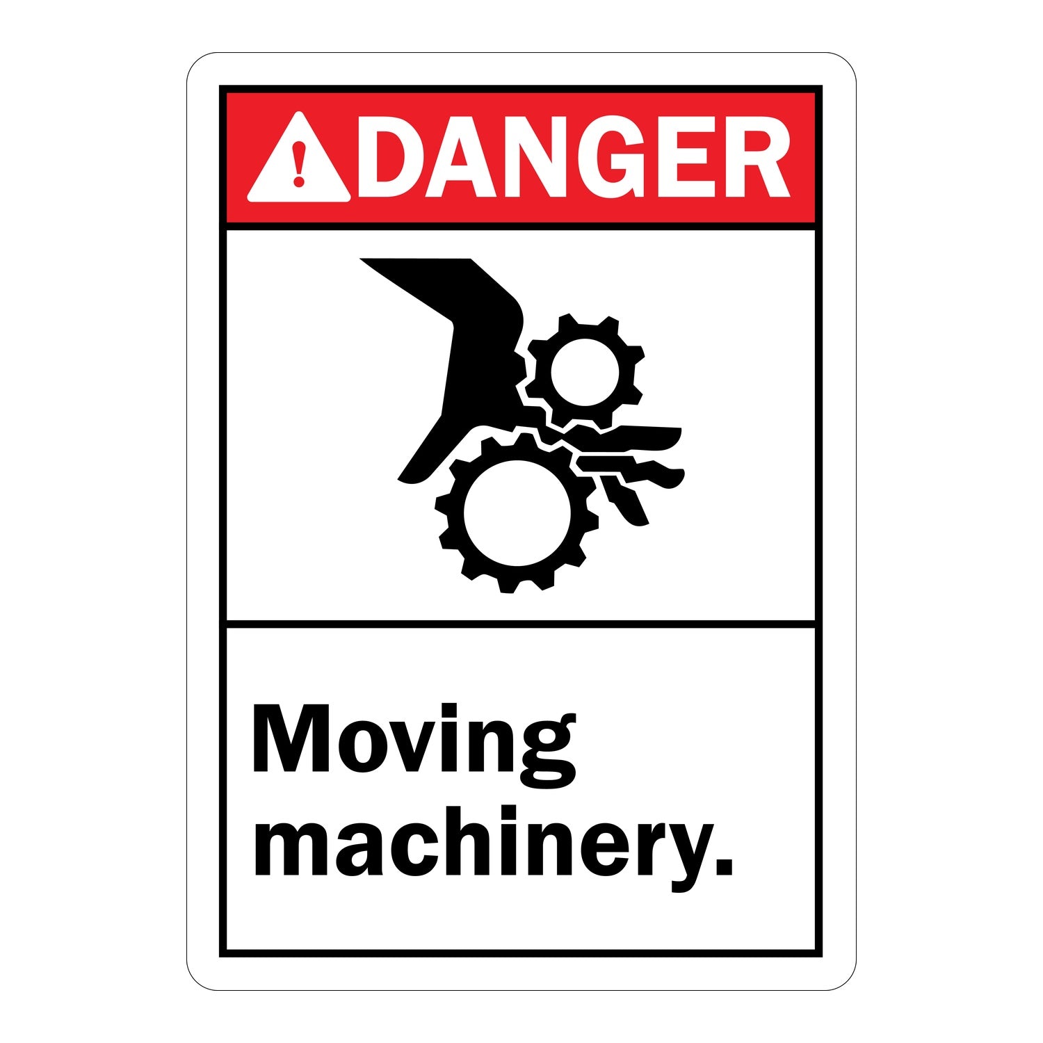 ANSI Danger: Moving Machinery (with Pinch Point Symbol)