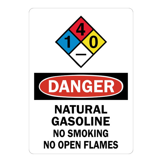 OSHA Danger: Natural Gasoline (With NFPA Symbol)