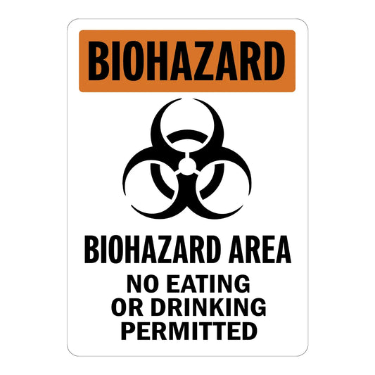 OSHA Warning Biohazard Area: No Eating or Drinking Permitted (With Symbol)