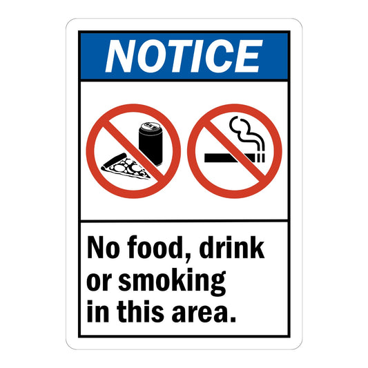 ANSI Notice: No Food, Drink or Smoking Area (With Graphic)