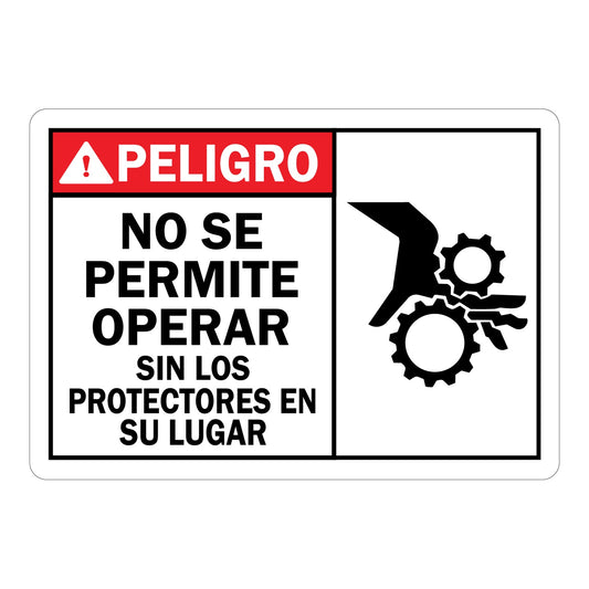Spanish ANSI Danger: No Se Permite Operar Sin Los Protectores En Su Lugar