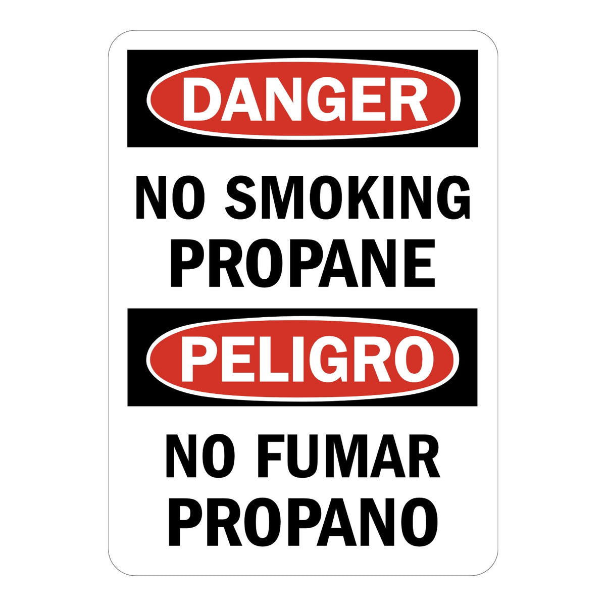 Bilingual OSHA Danger: No Smoking - Propane