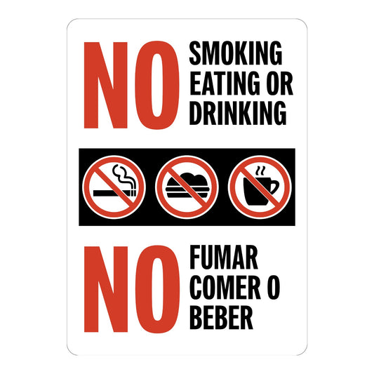 Bilingual: No Smoking, Eating, or Drinking - No Fumar, Comer O Beber (With Graphic)