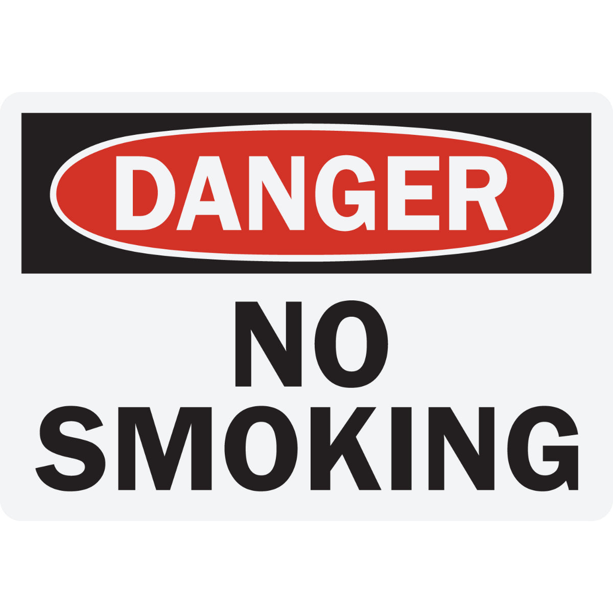 Danger No Smoking Sign Stickers featuring bold red, black, and white warning text for walls, doors, industrial areas, warehouses, and no smoking zones.