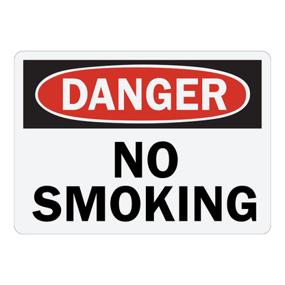 Danger No Smoking Sign Stickers featuring bold red, black, and white warning text for walls, doors, industrial areas, warehouses, and no smoking zones.