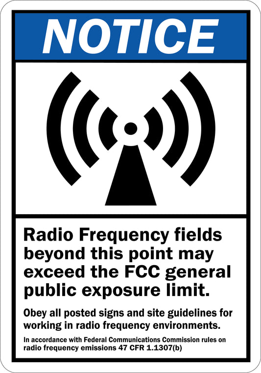 ANSI Notice Radio Frequency Fields Beyond This Point May Exceed FCC General Public Exposure Limit Sign Stickers